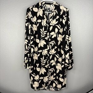 A New Day - Black & Cream Floral Tunic Dress